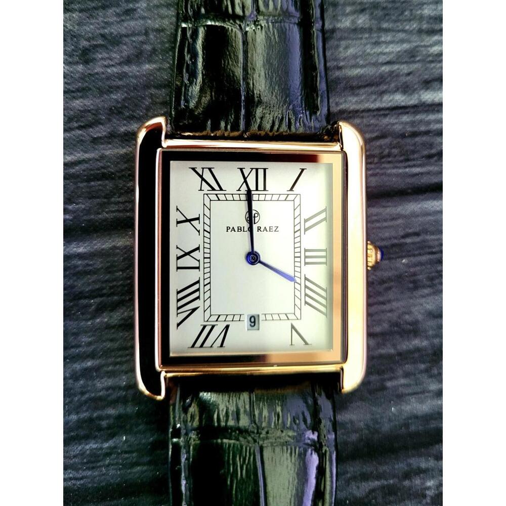 Pablo Raez 40MM Mens Swiss Style Tank Watch Rose Gold Nib